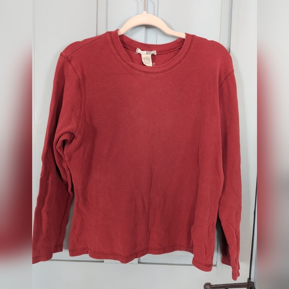 ♥️ 🤎 Two Dog Island Top Burgundy rust waffle knit top cotton unisex L